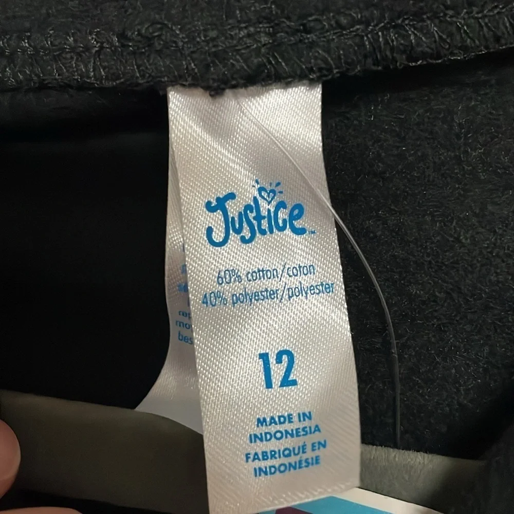 Justice size 12 black sparkly logo hoodie